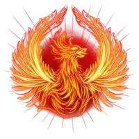 a drawing of a phoenix surrounded by fire