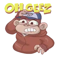 a cartoon of a monkey wearing a hat that says mighty joe on it