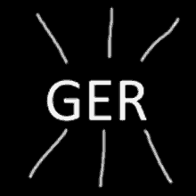 the word ger is written in white on a black background with lines coming out of it .