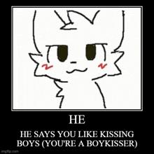 he says you like kissing boys ( you 're a boykisser ) .