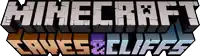 the logo for minecraft caves & cliffs is shown on a white background