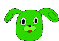 a drawing of a green dog with the word prib written in red