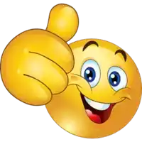 a yellow smiley face giving a thumbs up