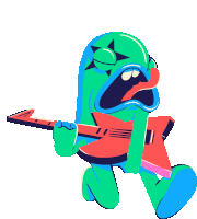 a cartoon character with a star on his head playing a guitar