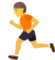 a man in an orange shirt and black shorts is jogging