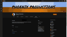 a youtube page for phoenix productions has a subscribe button