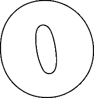 a black and white drawing of the letter o in a circle