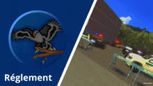 a picture of a bird sitting on a branch next to a picture of a police car