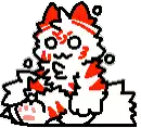 a pixel art drawing of a cat wearing a santa hat and a crown .