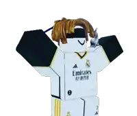 a robot wearing an emirates fly better jersey