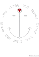 an anchor with a red heart in the middle of it and the words " a few ships " on the bottom