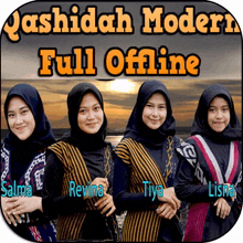 a group of young women standing next to each other with the words yashidiah modern full offline written above them