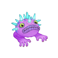 a purple monster with spikes on its head and arms