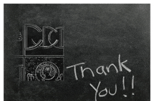 a chalkboard with the words thank you written in white chalk