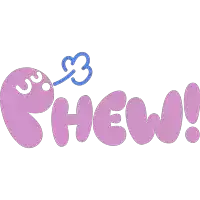 a purple chew logo with a blue heart