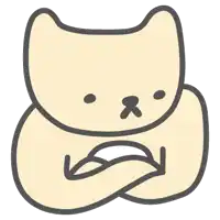 a drawing of a cat with its arms crossed and its mouth open