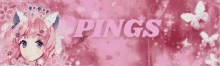 a pink background with the word pings in white letters