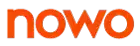 the word nowo is in orange on a white background .