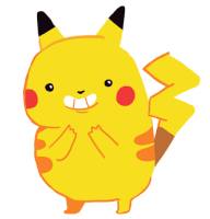 a cartoon drawing of a pikachu with a big smile on his face