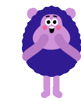 a purple cartoon character with a surprised look on its face