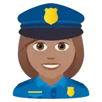 a female police officer wearing a blue uniform and a hat