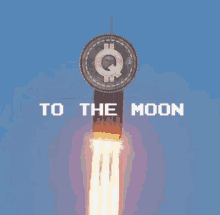 a rocket is flying through the air with the words " to the moon " on the bottom