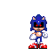 a pixel art of a sonic the hedgehog with red eyes and red shoes .