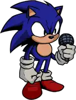 sonic the hedgehog is holding a microphone in his hand