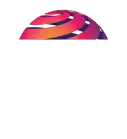 a white background with a purple and orange circle on it