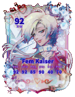 a card with the name fem kaiser and 92 rw on it