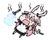 a cartoon of a rabbit holding a bottle of water and screaming .