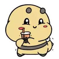 a cartoon bee is holding a cup of bubble tea .