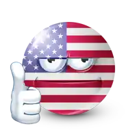 a smiley face with the flag of the united states on it giving a thumbs up