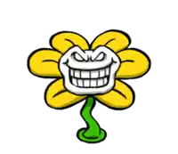 a cartoon flower with a skeleton face on it