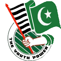 a logo for the youth power with a fist holding a flag