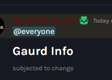 a screenshot of gaurd info which is being subjected to change