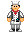 a pixel art illustration of a chef wearing a white hat and apron .