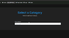 a black screen with the words select a category in blue