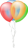 a bunch of colorful balloons on a string on a white background