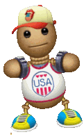 a cartoon character is wearing a usa jersey and a hat