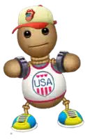 a cartoon character is wearing a usa jersey and a hat