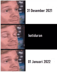 a man 's face is shown with the date 31 desember 2021 at the top