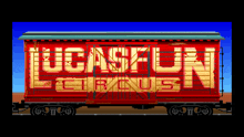 lucas fun circus is written on the side of a red train car