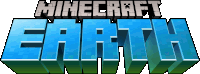 the logo for minecraft earth is blue and white