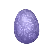 a purple easter egg with a paisley pattern