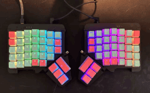 a keyboard with a red key that says ' shift ' on it