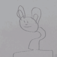 a child 's drawing of a rabbit with a swirl around its neck