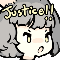 a cartoon drawing of a girl with the word justicen on it