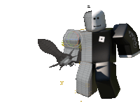 a 3d model of a roblox character with a bat behind him