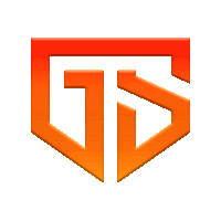 an orange and white logo with the letter gs